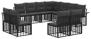 Kültéri kanapé szett 11 pcs Fekete és Sötétszürke Poliészter