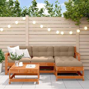 Kerti lounge szett 5 pcs Gyantás Barna Fenyő Tömör Fenyőfa