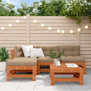 Kerti lounge szett 5 pcs Viaszbarna Tömör Fenyőfa