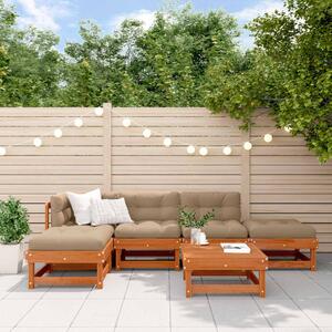 Kerti lounge szett 6 pcs Viaszbarna Tömör Fenyőfa