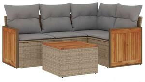 VidaXL Polyrattan Kerti Ülőgarnitúra - 5 részes - Bézs