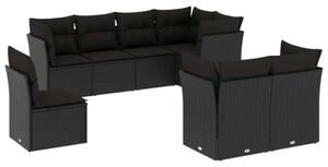 VidaXL Polyrattan Kerti Ülőgarnitúra - 8 részes - Fekete