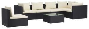 VidaXL Kerti Ülőgarnitúra - 7 részes - Fekete Polyrattan