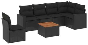 VidaXL Polyrattan Kerti Ülőgarnitúra - 7 részes - Fekete