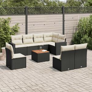 Polyrattan Kerti Ülőgarnitúra - 9 részes - Fekete