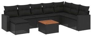 VidaXL Polyrattan Kerti Ülőgarnitúra - 9 részes - Fekete