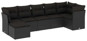VidaXL Polyrattan Kerti Ülőgarnitúra - 7 részes - Fekete