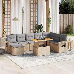 VidaXL Polyrattan Kerti Ülőgarnitúra - 9 részes - Bézs
