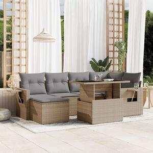 VidaXL Polyrattan Kerti Ülőgarnitúra - 7 részes - Bézs
