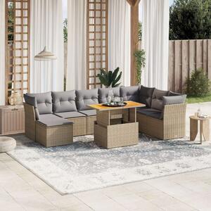 VidaXL Polyrattan Kerti Ülőgarnitúra - 9 részes - Bézs