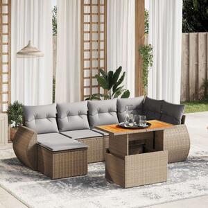 VidaXL Polyrattan Kerti Ülőgarnitúra - 7 részes, Bézs