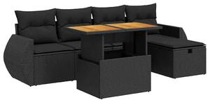 VidaXL Polyrattan Kerti Ülőgarnitúra - 6 részes - Fekete