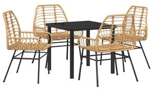 Kert étkező szett 5 pcs Barna polirattan