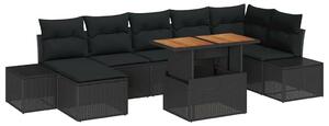 Kerti Kanapé Szett tárolóval 8 pcs Fekete Poli rattan
