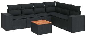 VidaXL Polyrattan Kerti Ülőgarnitúra - 7 részes - Fekete