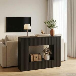 VidaXL Konzolasztal Csíkos Fekete 101 x 29 x 74 cm Mérnöki fa
