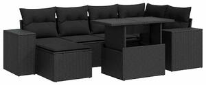 VidaXL Polyrattan Kerti Ülőgarnitúra - 7 részes - Fekete