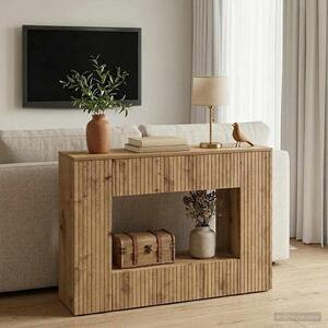 VidaXL Konzolasztal Csíkos Kézműves Tölgy 101 x 29 x 74 cm Mérnöki fa