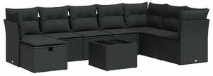 VidaXL Polyrattan Kerti Ülőgarnitúra - 9 részes - Fekete
