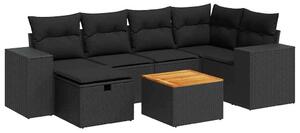 VidaXL Polyrattan Kerti Ülőgarnitúra - 7 részes - Fekete