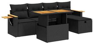 VidaXL Polyrattan Kerti Ülőgarnitúra - 6 részes - Fekete
