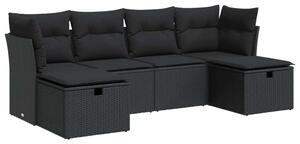 VidaXL Polyrattan Kerti Ülőgarnitúra - 6 részes - Fekete
