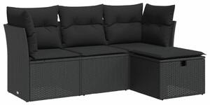 VidaXL Polyrattan Kerti Ülőgarnitúra - 4 részes - Fekete