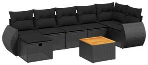 VidaXL Polyrattan Kerti Ülőgarnitúra - 8 részes - Fekete