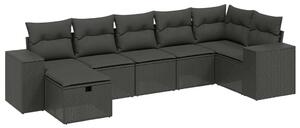 VidaXL Polyrattan Kerti Ülőgarnitúra - 7 részes - Fekete