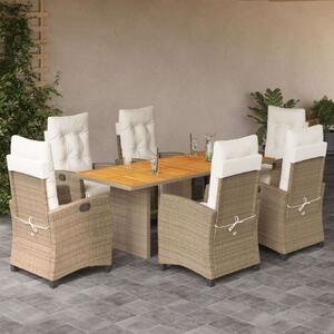 VidaXL Polyrattan Kerti Étkezőgarnitúra - 7 részes, Bézs