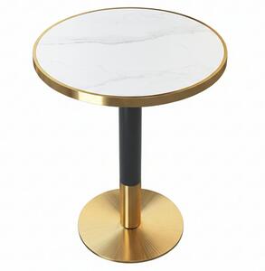 Bisztró asztal étkezőbe, fehér márvány/fekete/arany, átmérő 80 cm, OREN