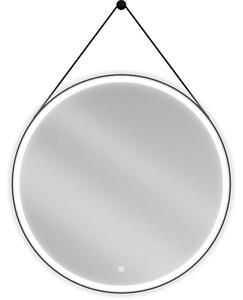 Mexen Reni megvilágított, kerek fürdőszobai tükör, 90 cm, LED 6000K, páramentes, fekete keret - 9812-090-090-611-70