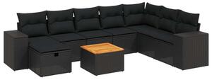 VidaXL Polyrattan Kerti Ülőgarnitúra - 9 részes - Fekete
