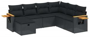 VidaXL Polyrattan Kerti Ülőgarnitúra - 7 részes - Fekete