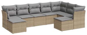 Polyrattan Kerti Ülőgarnitúra - 9 részes - Bézs