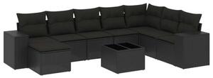 VidaXL Polyrattan Kerti Ülőgarnitúra - 9 részes - Fekete