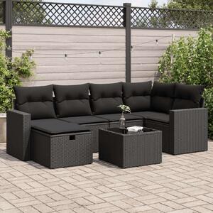 VidaXL Polyrattan Kerti Ülőgarnitúra - 7 részes - Fekete