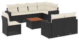 VidaXL Polyrattan Kerti Ülőgarnitúra - 9 részes - Fekete