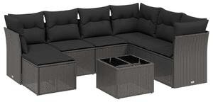 VidaXL Polyrattan Kerti Ülőgarnitúra - 8 részes - Fekete