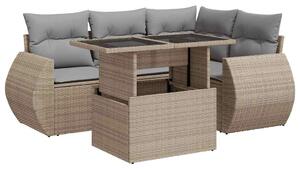 VidaXL Polyrattan Kerti Ülőgarnitúra - 5 részes - Bézs