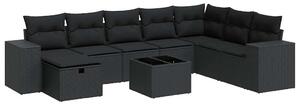 VidaXL Polyrattan Kerti Ülőgarnitúra - 9 részes - Fekete