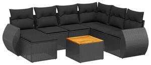 VidaXL Polyrattan Kerti Ülőgarnitúra - 8 részes - Fekete