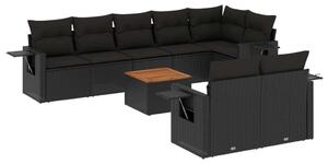 VidaXL Polyrattan Kerti Ülőgarnitúra - 9 részes - Fekete