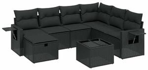 VidaXL Polyrattan Kerti Ülőgarnitúra - 8 részes - Fekete