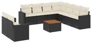 VidaXL Polyrattan Kerti Ülőgarnitúra - 10 részes - Fekete