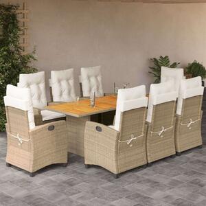 VidaXL Polyrattan Kerti Étkezőgarnitúra - 9 részes - Bézs