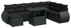 VidaXL Polyrattan Kerti Ülőgarnitúra - 9 részes - Fekete