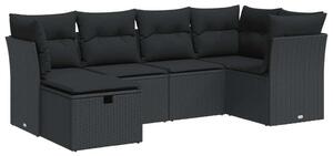 VidaXL Polyrattan Kerti Ülőgarnitúra - 6 részes - Fekete
