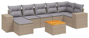 VidaXL Polyrattan Kerti Ülőgarnitúra - 8 részes - Bézs