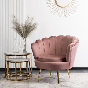 Elegáns Fotel Rózsaszínbe Bársony Kárpittal. ANGEL